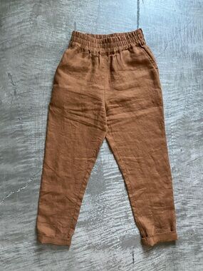 notPERFECTLINEN Athens-2 Linen Pants S/M Toast